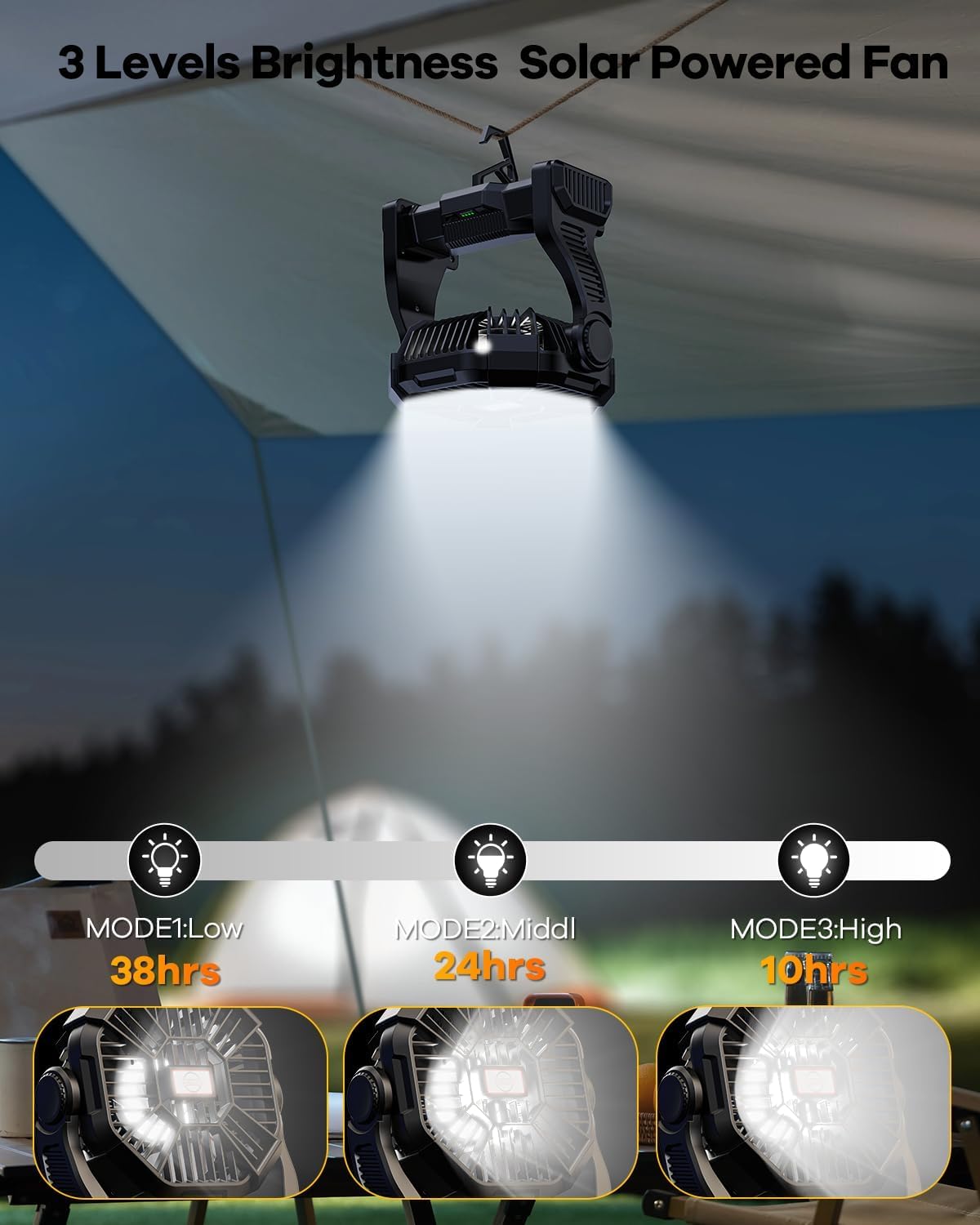 30000mAh Rechargeable Camping Fan with LED Lantern)