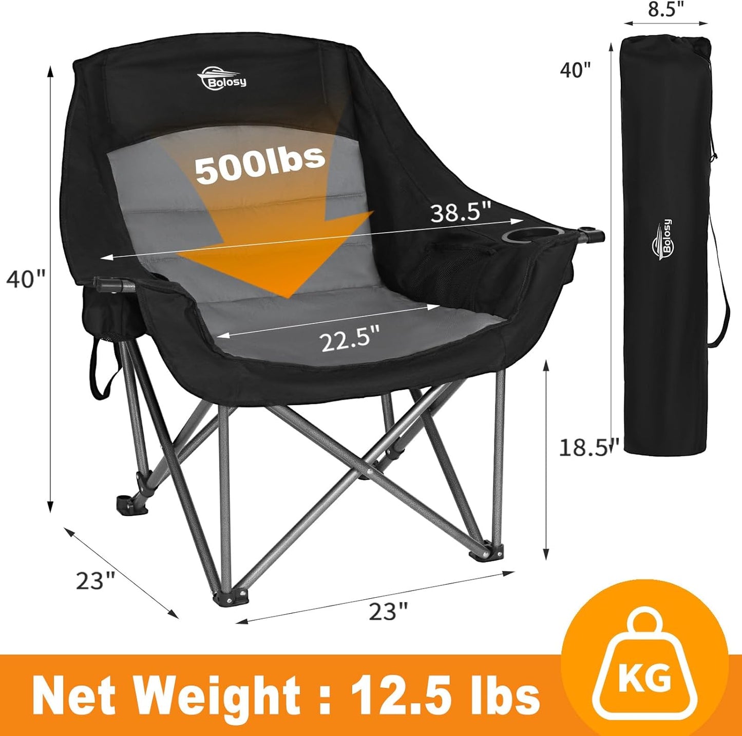 Oversized XL Camping Chairs for Adults Heavy Duty Support 500 lbs
