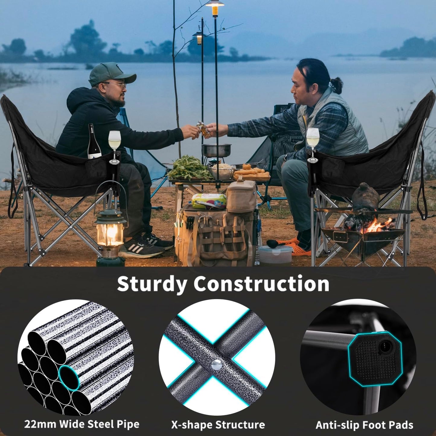 Oversized XL Camping Chairs for Adults Heavy Duty Support 500 lbs