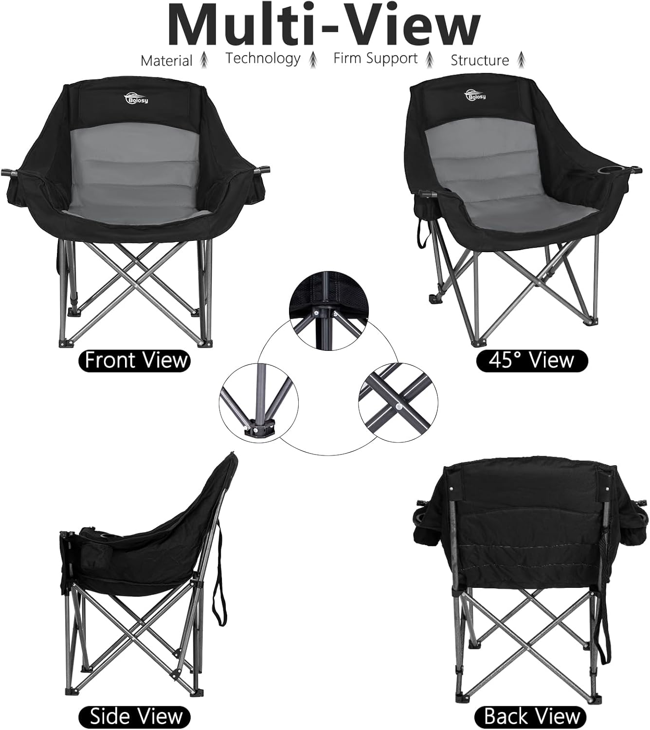 Oversized XL Camping Chairs for Adults Heavy Duty Support 500 lbs