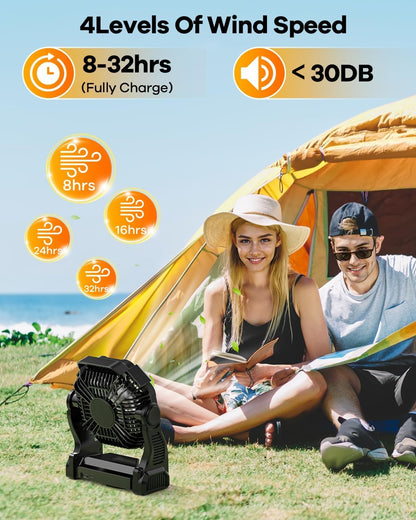 30000mAh Rechargeable Camping Fan with LED Lantern)