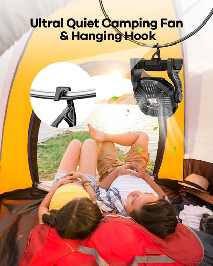 30000mAh Rechargeable Camping Fan with LED Lantern)