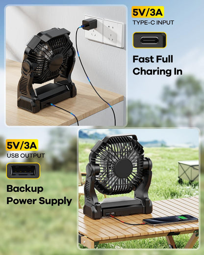 30000mAh Rechargeable Camping Fan with LED Lantern)