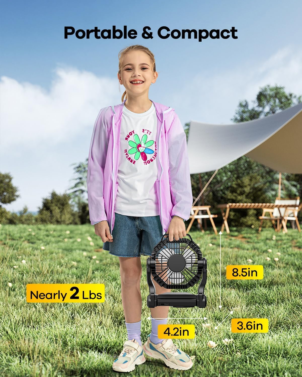 30000mAh Rechargeable Camping Fan with LED Lantern)