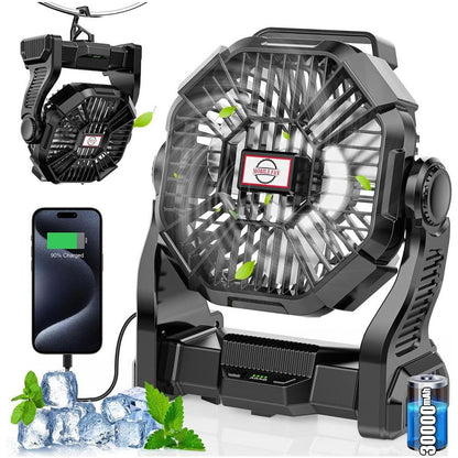 30000mAh Rechargeable Camping Fan with LED Lantern)